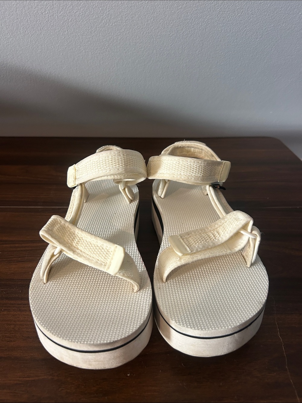 Teva Cream Platform Strappy Sandals